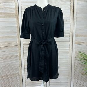 Gap Linen Cotton Black Mini Shirtdress Medium